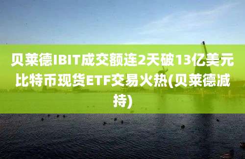 贝莱德IBIT成交额连2天破13亿美元比特币现货ETF交易火热(贝莱德减持)