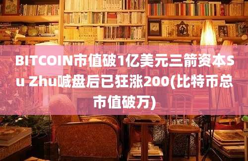 BITCOIN市值破1亿美元三箭资本Su Zhu喊盘后已狂涨200(比特币总市值破万)