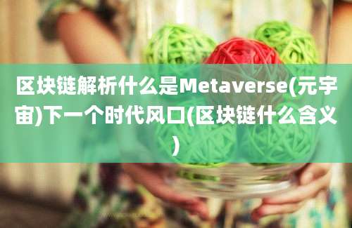 区块链解析什么是Metaverse(元宇宙)下一个时代风口(区块链什么含义)