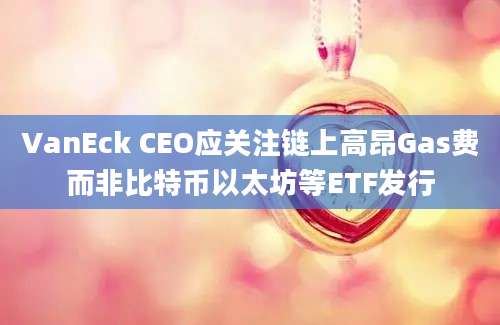 VanEck CEO应关注链上高昂Gas费而非比特币以太坊等ETF发行