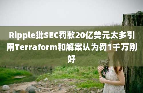 Ripple批SEC罚款20亿美元太多引用Terraform和解案认为罚1千万刚好