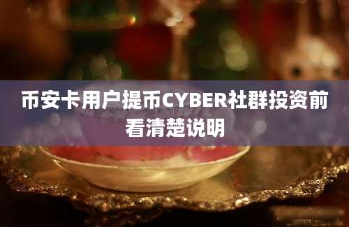 币安卡用户提币CYBER社群投资前看清楚说明