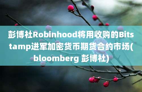 彭博社Robinhood将用收购的Bitstamp进军加密货币期货合约市场(bloomberg 彭博社)