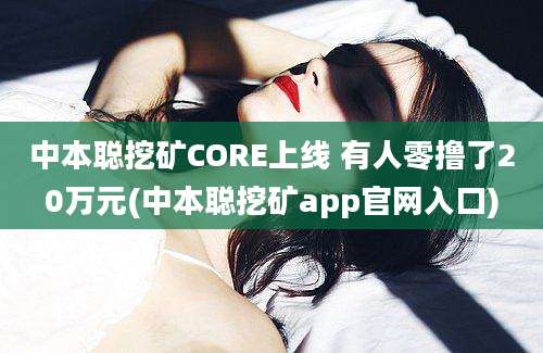 中本聪挖矿CORE上线 有人零撸了20万元(中本聪挖矿app官网入口)