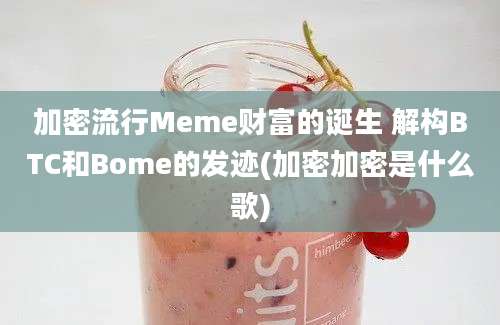 加密流行Meme财富的诞生 解构BTC和Bome的发迹(加密加密是什么歌)