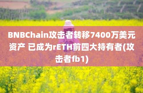 BNBChain攻击者转移7400万美元资产 已成为rETH前四大持有者(攻击者fb1)