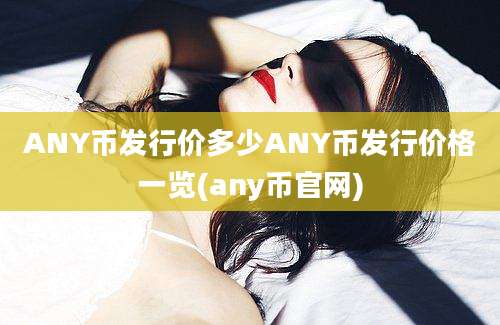 ANY币发行价多少ANY币发行价格一览(any币官网)