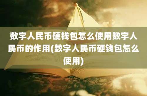 数字人民币硬钱包怎么使用数字人民币的作用(数字人民币硬钱包怎么使用)