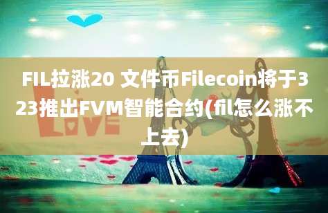 FIL拉涨20 文件币Filecoin将于323推出FVM智能合约(fil怎么涨不上去)