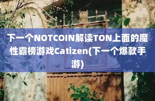 下一个NOTCOIN解读TON上面的魔性霸榜游戏Catizen(下一个爆款手游)