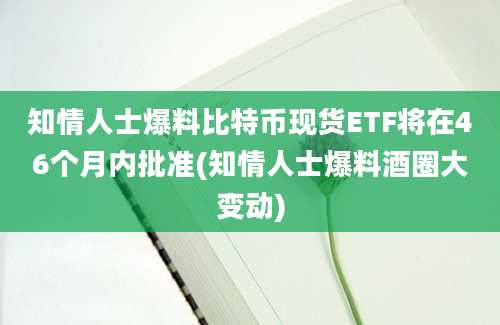 知情人士爆料比特币现货ETF将在46个月内批准(知情人士爆料酒圈大变动)