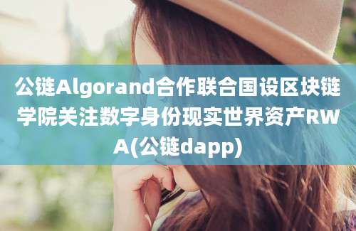 公链Algorand合作联合国设区块链学院关注数字身份现实世界资产RWA(公链dapp)