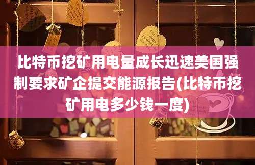 比特币挖矿用电量成长迅速美国强制要求矿企提交能源报告(比特币挖矿用电多少钱一度)