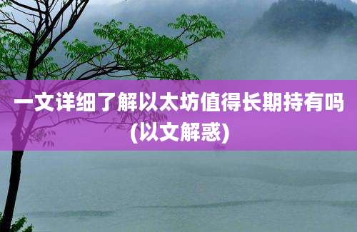 一文详细了解以太坊值得长期持有吗(以文解惑)