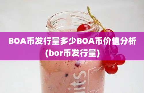 BOA币发行量多少BOA币价值分析(bor币发行量)