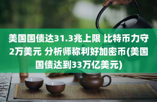 美国国债达31.3兆上限 比特币力守2万美元 分析师称利好加密币(美国国债达到33万亿美元)