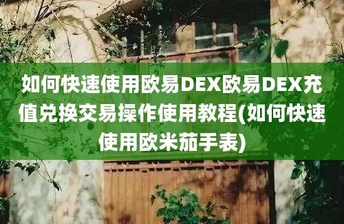 如何快速使用欧易DEX欧易DEX充值兑换交易操作使用教程(如何快速使用欧米茄手表)