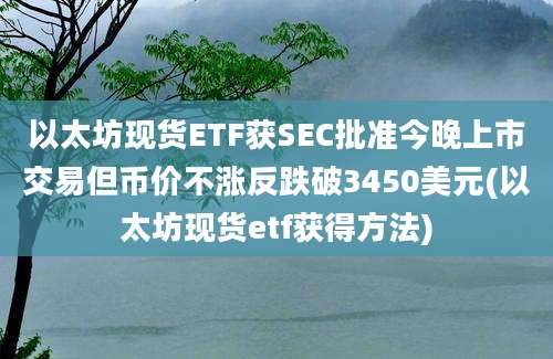 以太坊现货ETF获SEC批准今晚上市交易但币价不涨反跌破3450美元(以太坊现货etf获得方法)