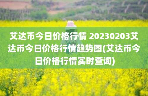 艾达币今日价格行情 20230203艾达币今日价格行情趋势图(艾达币今日价格行情实时查询)