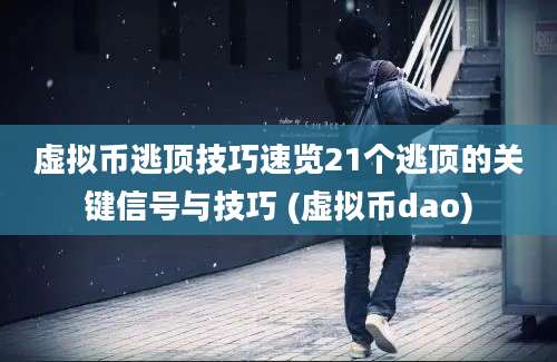 虚拟币逃顶技巧速览21个逃顶的关键信号与技巧 (虚拟币dao)