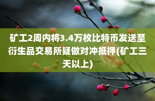 矿工2周内将3.4万枚比特币发送至衍生品交易所疑做对冲抵押(矿工三天以上)