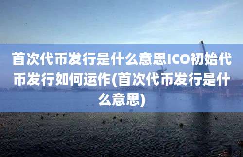 首次代币发行是什么意思ICO初始代币发行如何运作(首次代币发行是什么意思)