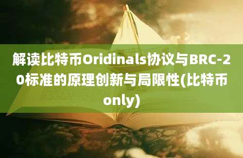 解读比特币Oridinals协议与BRC-20标准的原理创新与局限性(比特币only)