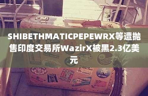 SHIBETHMATICPEPEWRX等遭抛售印度交易所WazirX被黑2.3亿美元