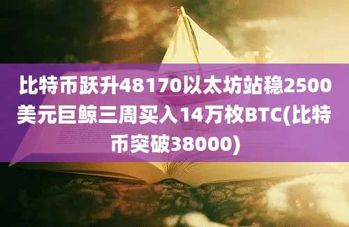 比特币跃升48170以太坊站稳2500美元巨鲸三周买入14万枚BTC(比特币突破38000)