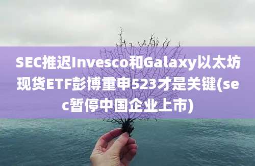 SEC推迟Invesco和Galaxy以太坊现货ETF彭博重申523才是关键(sec暂停中国企业上市)