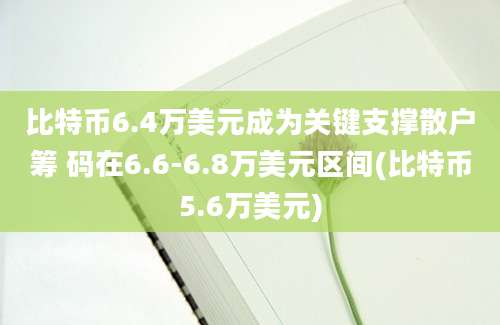 比特币6.4万美元成为关键支撑散户筹 码在6.6-6.8万美元区间(比特币5.6万美元)