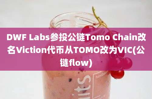 DWF Labs参投公链Tomo Chain改名Viction代币从TOMO改为VIC(公链flow)