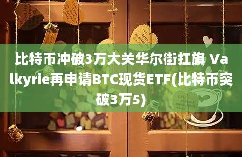 比特币冲破3万大关华尔街扛旗 Valkyrie再申请BTC现货ETF(比特币突破3万5)