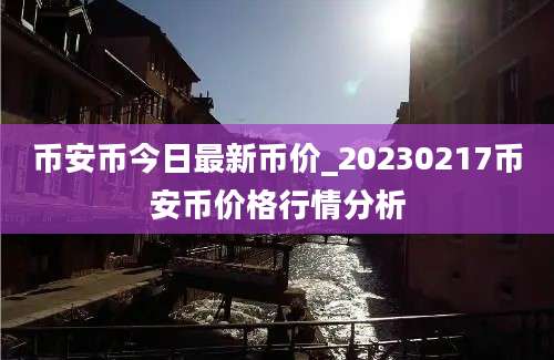 币安币今日最新币价_20230217币安币价格行情分析