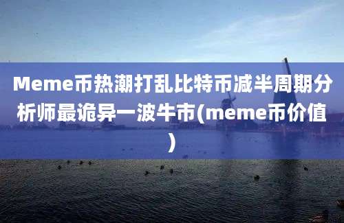 Meme币热潮打乱比特币减半周期分析师最诡异一波牛市(meme币价值)