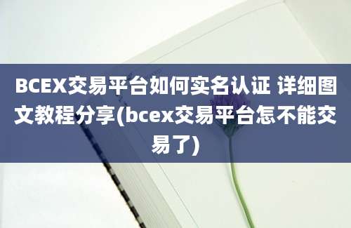 BCEX交易平台如何实名认证 详细图文教程分享(bcex交易平台怎不能交易了)