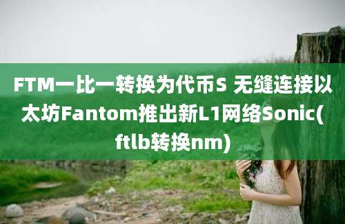 FTM一比一转换为代币S 无缝连接以太坊Fantom推出新L1网络Sonic(ftlb转换nm)