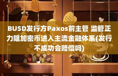 BUSD发行方Paxos前主管 监管正力阻加密币进入主流金融体系(发行不成功会赔偿吗)