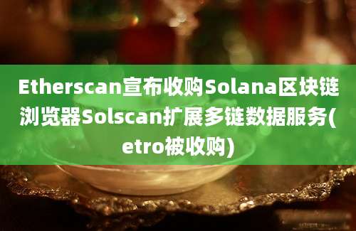 Etherscan宣布收购Solana区块链浏览器Solscan扩展多链数据服务(etro被收购)