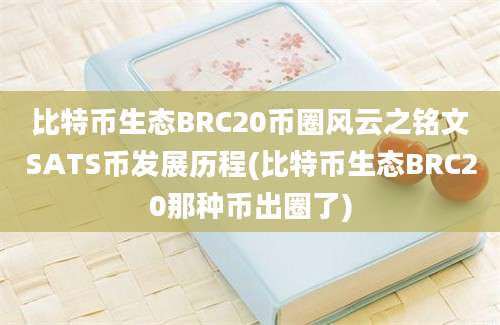 比特币生态BRC20币圈风云之铭文SATS币发展历程(比特币生态BRC20那种币出圈了)