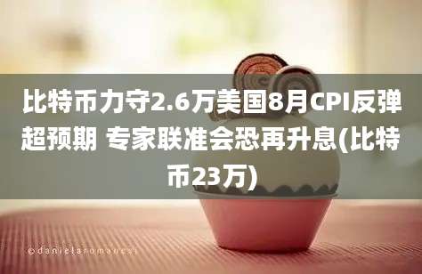 比特币力守2.6万美国8月CPI反弹超预期 专家联准会恐再升息(比特币23万)