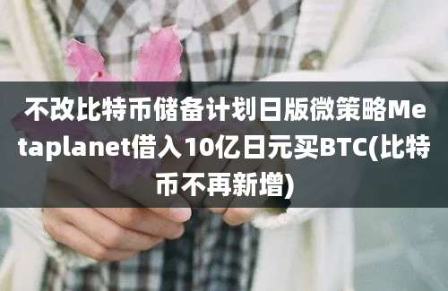 不改比特币储备计划日版微策略Metaplanet借入10亿日元买BTC(比特币不再新增)