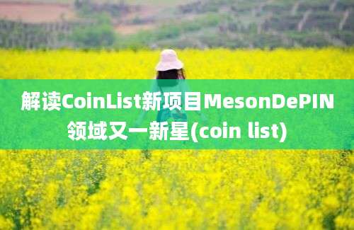 解读CoinList新项目MesonDePIN领域又一新星(coin list)