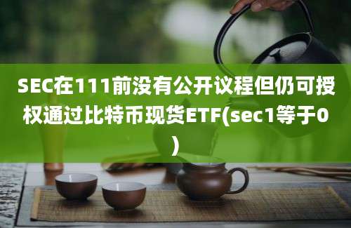 SEC在111前没有公开议程但仍可授权通过比特币现货ETF(sec1等于0)