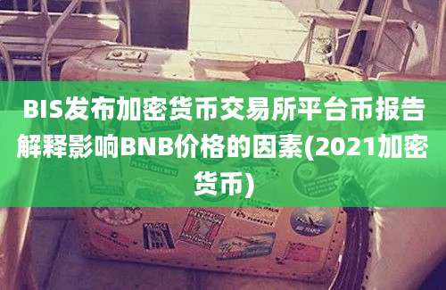 BIS发布加密货币交易所平台币报告解释影响BNB价格的因素(2021加密货币)