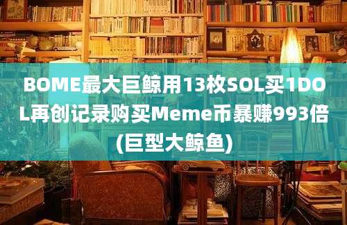 BOME最大巨鲸用13枚SOL买1DOL再创记录购买Meme币暴赚993倍(巨型大鲸鱼)