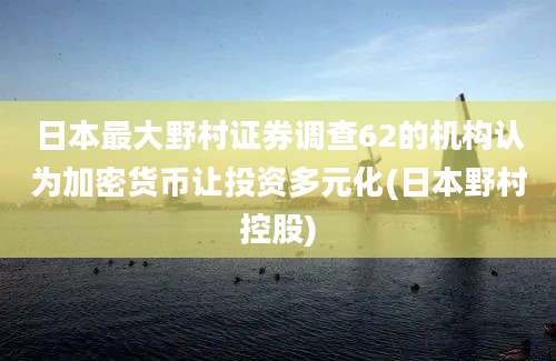 日本最大野村证券调查62的机构认为加密货币让投资多元化(日本野村控股)