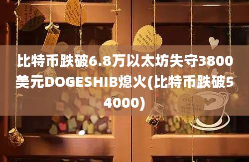 比特币跌破6.8万以太坊失守3800美元DOGESHIB熄火(比特币跌破54000)