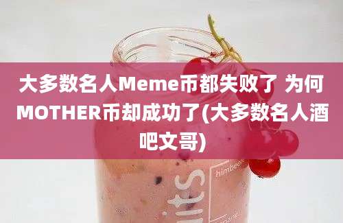 大多数名人Meme币都失败了 为何MOTHER币却成功了(大多数名人酒吧文哥)