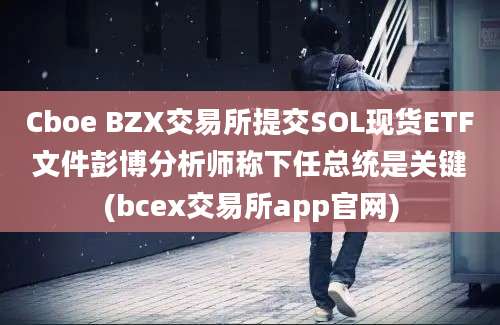 Cboe BZX交易所提交SOL现货ETF文件彭博分析师称下任总统是关键(bcex交易所app官网)